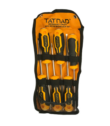 ست پیچ گوشتی 6 عددی ضربه خور دو طرفه حرفه ای تاتناد TATNAD مدل 6PC کیف برزنتی
