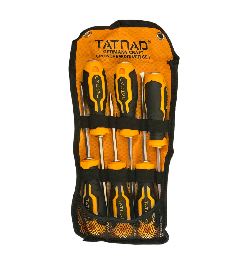 ست پیچ گوشتی 6 عددی ضربه خور دو طرفه حرفه ای تاتناد TATNAD مدل 6PC کیف برزنتی