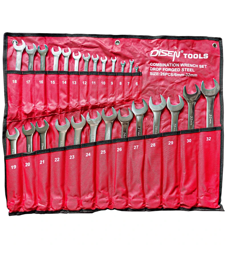 ست آچار 26 عددی یک سر تخت و یکسر رینگی 6 تا 32 دیزین تولز DISEN TOOLS مدل 32