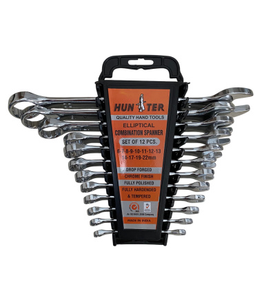 ایراد کوچک | مجموعه 12 عددی آچار پلکانی یکسر تخت و رینگی HUNTER ساخت هند