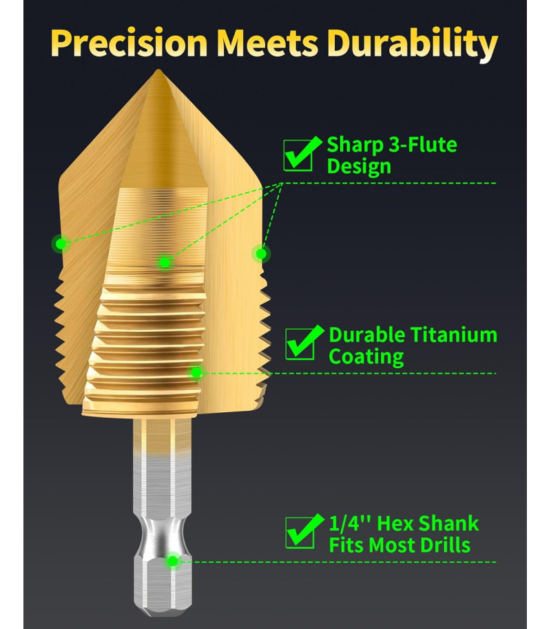 ست 2 عددی مته گشاد کن و قلاویز زن لوله PVC سایز 1/2-3/4 هلبرو HEL-BRO مدل HL5895