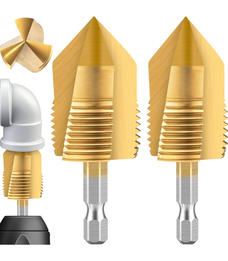 ست 2 عددی مته گشاد کن و قلاویز زن لوله PVC سایز 1/2-3/4 هلبرو HEL-BRO مدل HL5895