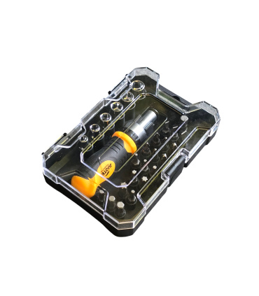 جعبه بیت و بکس 27 عددی با پیچ گوشتی جغجغه ای بیت خور 1/4 اینچ جاستر JUSTER مدل TS0227