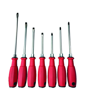 ست 7 عددی پیچ گوشتی ضربه خور و آچار خور بی ام تولز B.M TOOLS کیف برزنتی دسته TPR قرمز