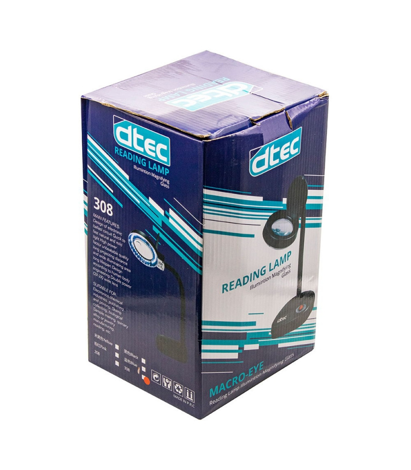 چراغ مطالعه و کار LED ذره بین دار مجهز به تنظیم شدت نور دیتک DTEC مدل DTEC-308 ( لوپ دیمردار )