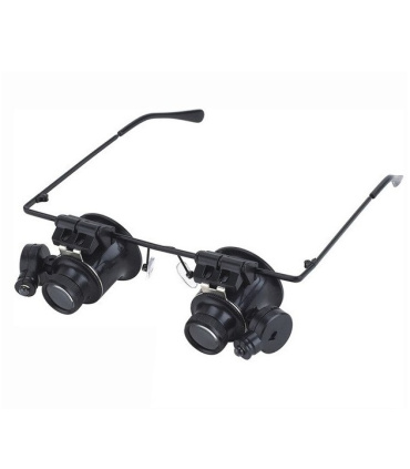 ذره بین عینکی دوچشمی چراغ دار 20X بدنه فلزی 9892A