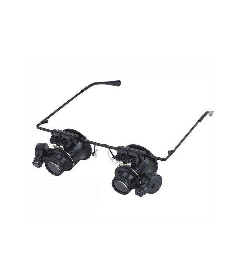 ذره بین عینکی دوچشمی چراغ دار 20X بدنه فلزی 9892A