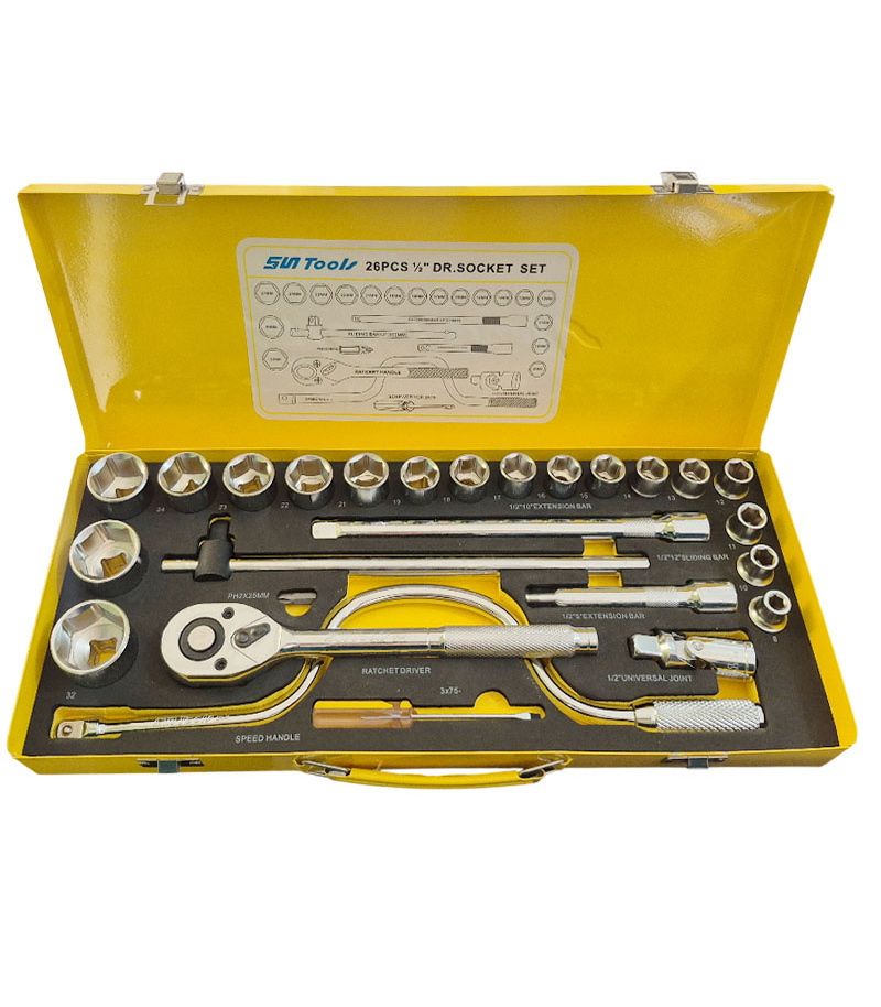 جعبه بکس 26 پارچه درایو 1/2 اینچ سان تولز SUNTOOLS مدل ST-724SP
