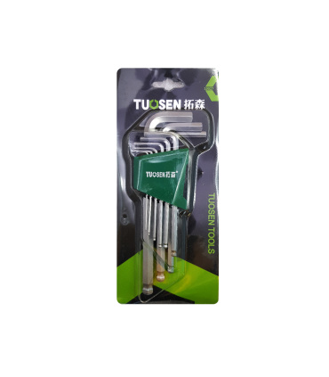 ست 9 عددی آچار آلن بلند شش گوش H ته گرد روکارتی کمری توسین TUOSEN مدل 10027