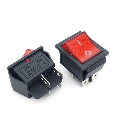 کلید راکر بزرگ دو حالته چراغدار 4 پین 10 آمپر KCD4-102N