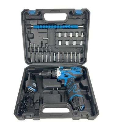 دریل پیچ گوشتی شارژی دوباطری 12ولت بهمراه متعلقات ویوارکس VIVAREX مدل VR12V-2A