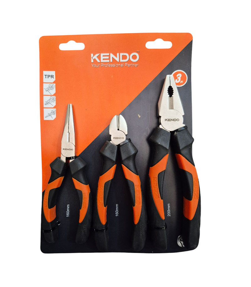 مجموعه 3 عددی انبردست، دم باریک و سیم چین کندو KENDO مدل 3P