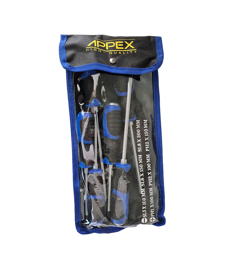 ست 6 عددی پیچ گوشتی ضربه و آچار خور فوق حرفه ای اپکس APPEX