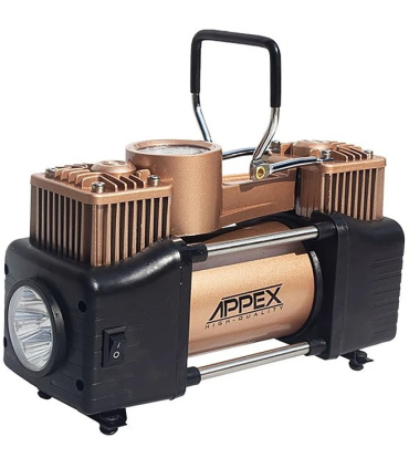 کمپرسور فندکی و پمپ باد دو سیلندر 12ولت حرفه ای اپکس APPEX مدل APX-4022 با جعبه و لوازم (آرمیچر سنگین)