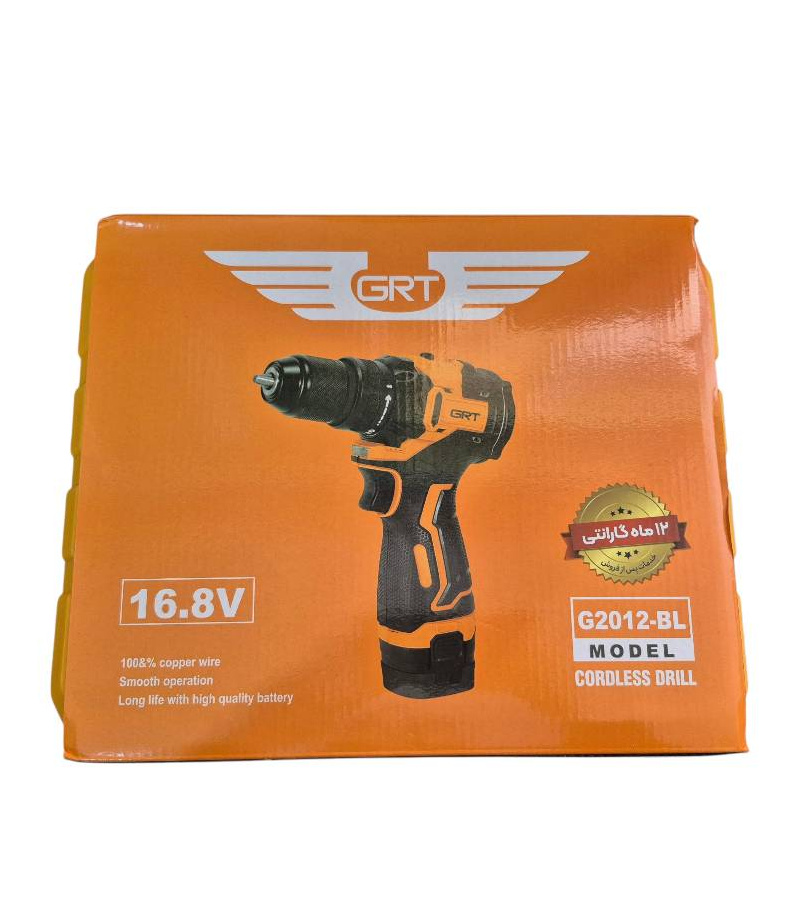 ست جعبه ابزار 88 پارچه بهمراه دریل شارژی 16.8 ولت براشلس جی‎آرتی GRT مدل G2012-BL با یکسال گارانتی