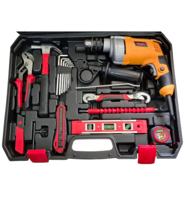 ست جعبه ابزار 125 پارچه بهمراه دریل برقی 710 وات گیربکسی جی‌آرتی GRT مدل G2016-125KIT با یکسال گارانتی