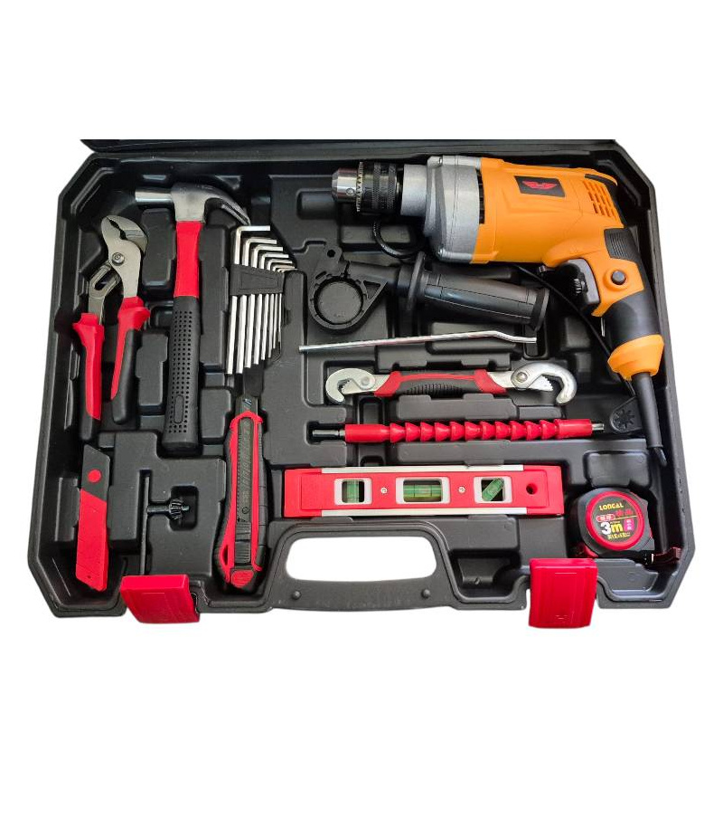 ست جعبه ابزار 125 پارچه بهمراه دریل برقی 710 وات گیربکسی جی‌آرتی GRT مدل G2016-125KIT با یکسال گارانتی