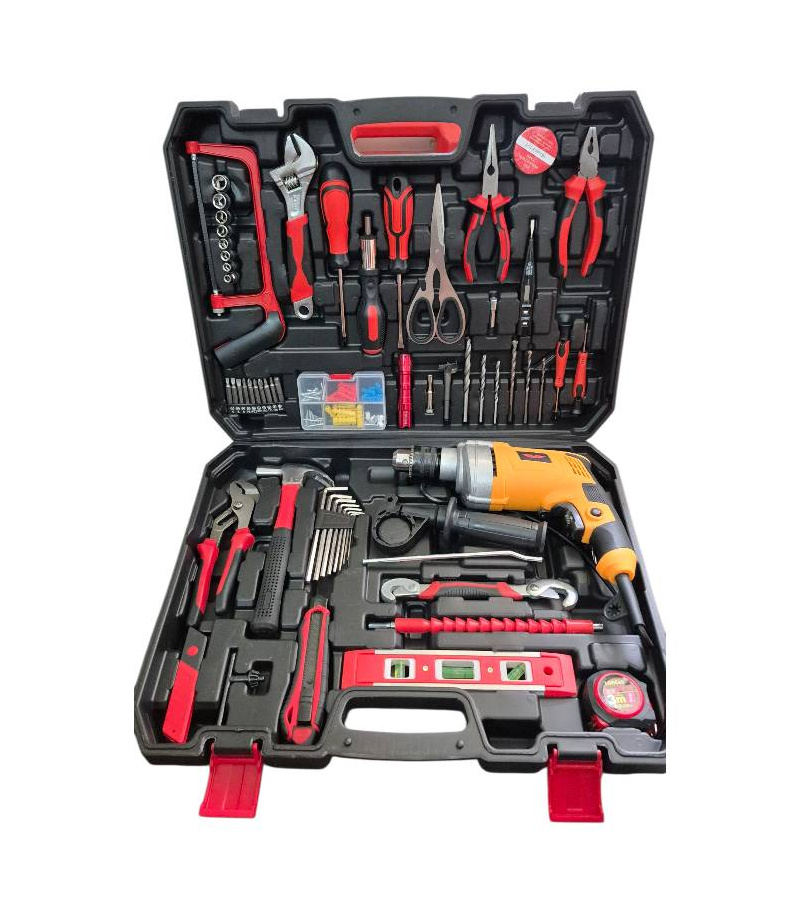 ست جعبه ابزار 125 پارچه بهمراه دریل برقی 710 وات گیربکسی جی‌آرتی GRT مدل G2016-125KIT با یکسال گارانتی