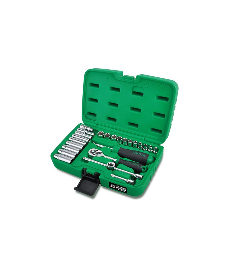 جعبه بکس 25 پارچه بلند و کوتاه درایو 1/4 اینچ تاپ تول TOPTUL مدل GCAI2501