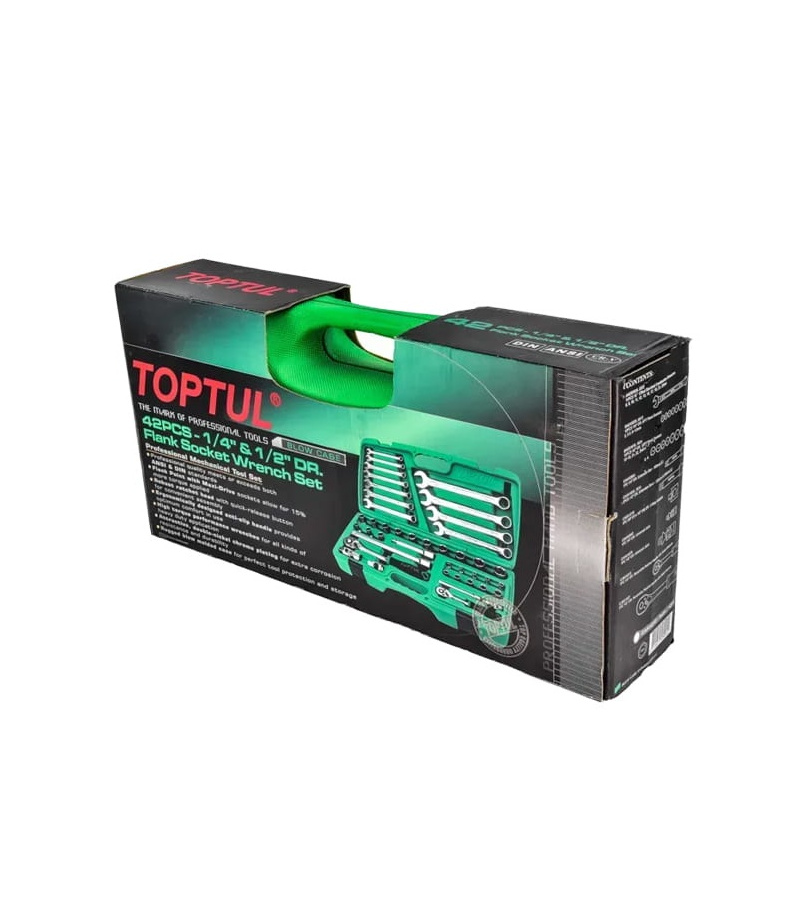 جعبه ابزار 42 عددی بکس و آچار درایو 1/4 و 1/2 اینچ تاپ تول TOPTUL مدل GAAI4201