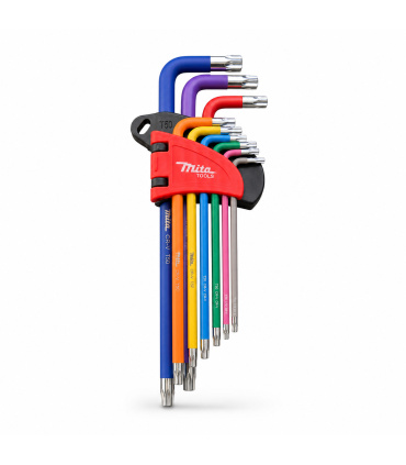 ست 9 عددی آچار آلن ستاره T فوق بلند روکارتی کمری سوراخدار میتا تولز MITA TOOLS مدل HY6001L