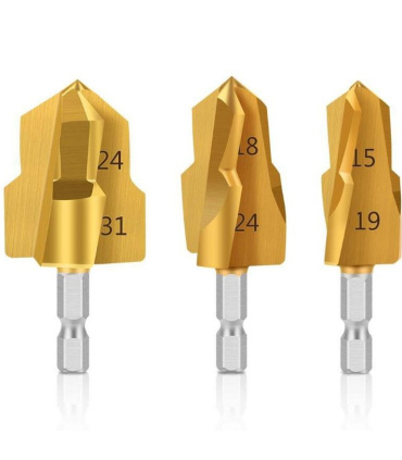 ست 3 عددی مته مخروطی گشاد کن لوله سبز PVC سایز 1/2 - 3/4 - 1 اینچ مدل OD3