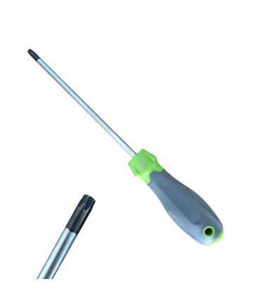 پیچ گوشتی ستاره ای T30 سر سوراخدار دسته TPR حرفه‌ ای آویزدار CRASMAN مدل CR135 تایوان