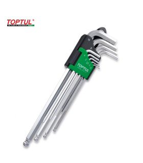 آچار آلن بلند شش گوش L شکل ته گرد 9عددی تاپ تول TOPTUL مدلGAAL0917