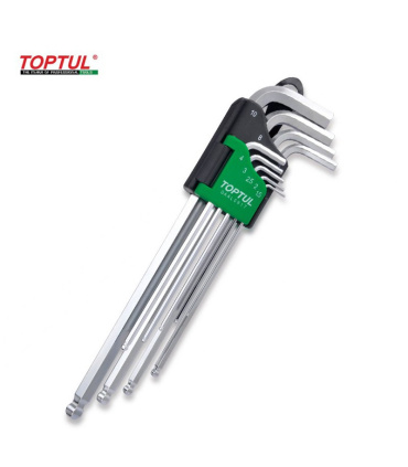 آچار آلن بلند شش گوش L شکل ته گرد 9عددی تاپ تول TOPTUL مدلGAAL0917