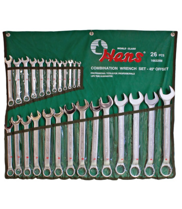 آچار یکسر تخت یکسر رینگی هنس 26 عددی مدل 166326M