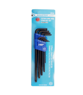 آچار آلن ستاره Lشکل 9 عددی بلند مستر تولز MASTER TOOLS مدلMT2009EL-CR
