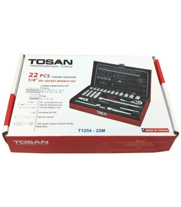 جعبه بکس 22 پارچه درایو 1/4 توسن TOSAN مدلT1254-22M