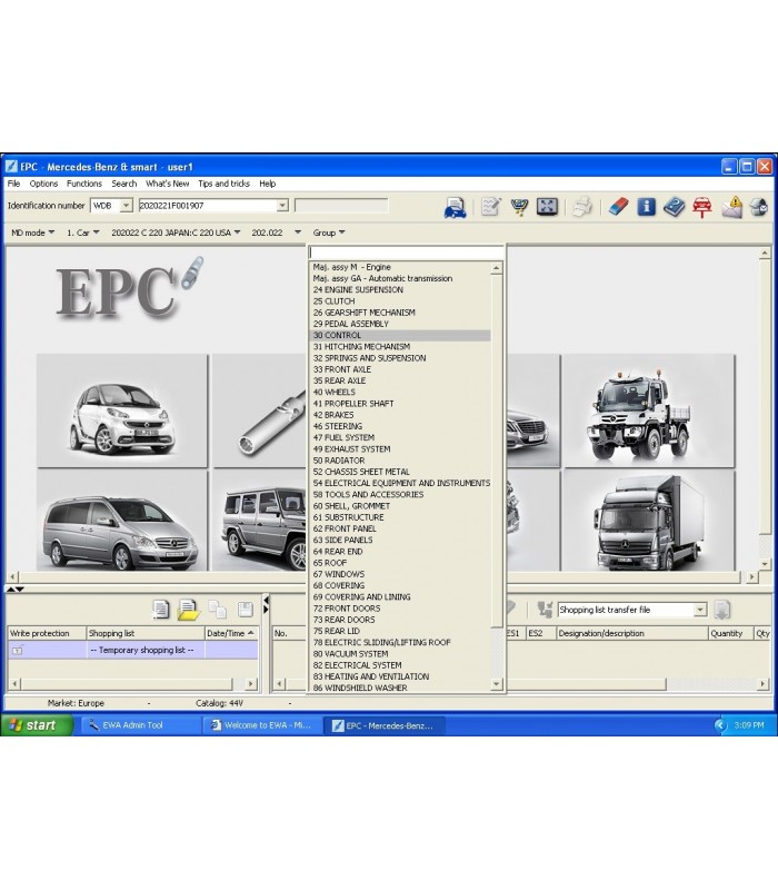 نرم افزار Mercedes Benz EPC نرم افزار کاتالوگ شماره فنی قطعات بنز نرم افزار قطعه یابی بنز لیست شماره فنی بنز Benz EPC