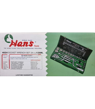 جعبه بکس 24 پارچه 12 پر اینچی درایو 1/2 هنس HANS مدل 6424.12AT
