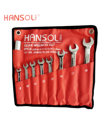 ست آچار 8 عددی یکسر تخت یکسر رینگی هانسول HANSOL مدل HS400