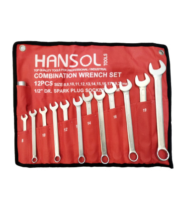 ست آچار 8 عددی یکسر تخت یکسر رینگی هانسول HANSOL مدل HS100